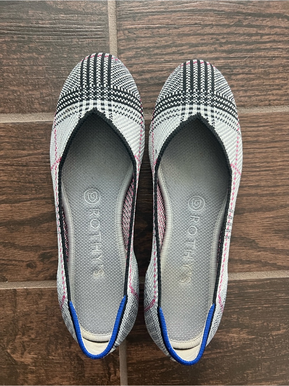 Rothys grey glen plaid flats 6.5